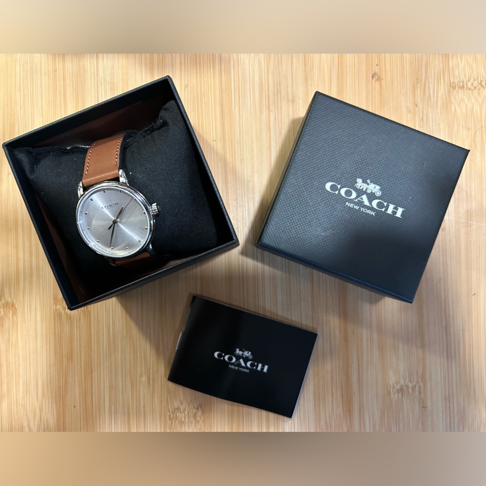 Coach Grand Watch With 36mm Silver Face & Brown Leather Band - Picture 6 of 6